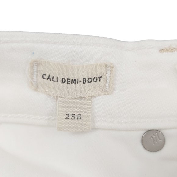 Madewell Jeans Womens 25 White Cali Demi-Boot Raw Hem Stretch Rodeo Cowgirl - Picture 10 of 11